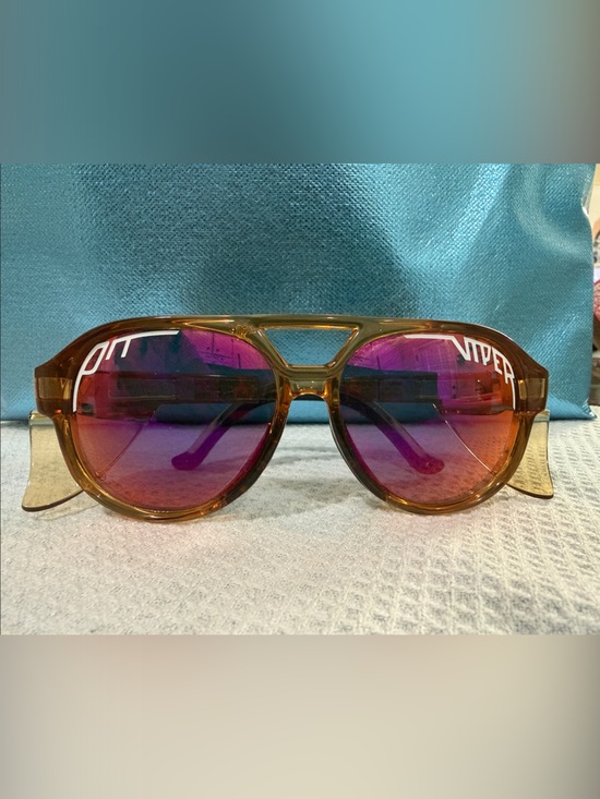 Pit Viper Other - Pit Viper Amber Frame Sunglasses with Purple-Red Mirrored Lenses